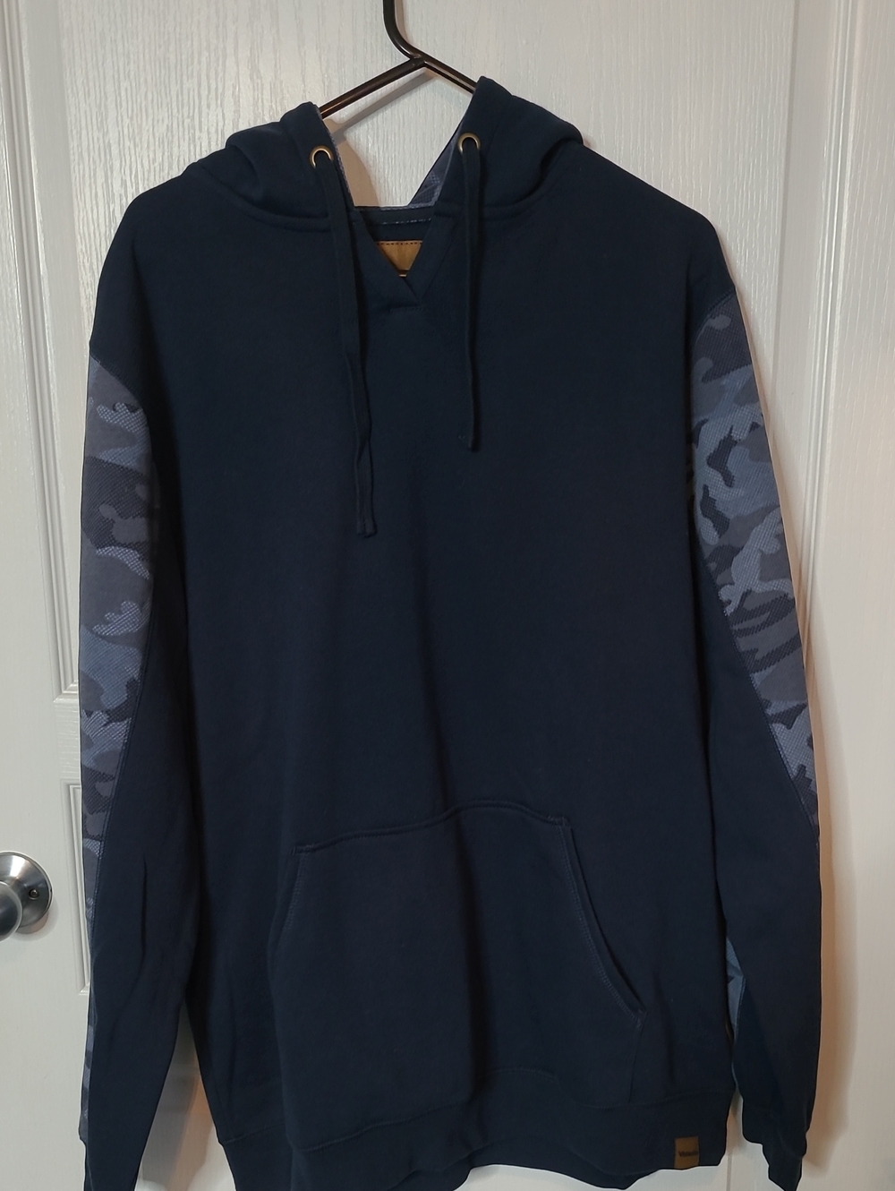 Men's Navy Hoodie with Blue Camo Sleeve Accents
